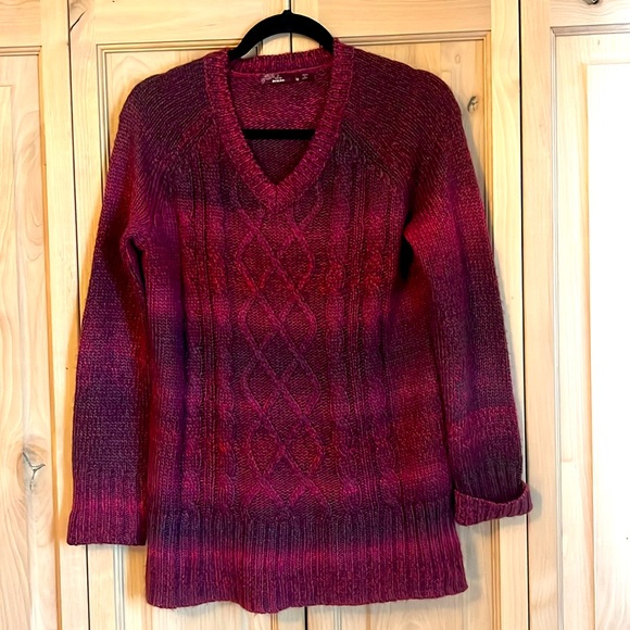 Prana V-neck sweater burgundy SZ Med - Picture 2 of 6